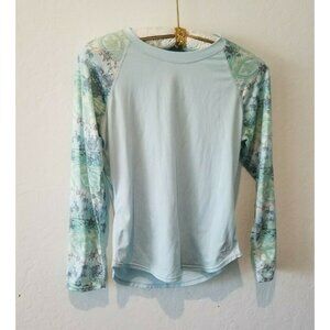 Snow Angel Women's Medium Raglan Long Sleeves Top Cybersilk Floral Paisley Blue